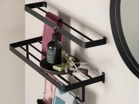 Cuier de perete pentru prosoape HANDY 60x12,5 cm, negru