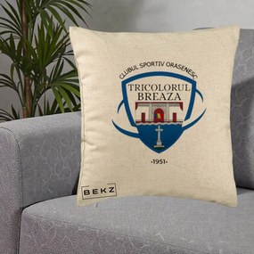 Perna Personalizata CSO Tricolorul Breaza 1951, 40x40 cm, Bej, Husa Detasabila, Perna Inclusa, BEKZ®