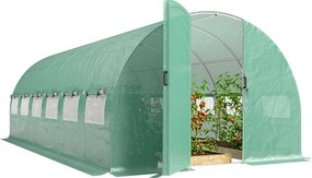 Outsunny Sera tunel pentru grădină 18m², sera tunel cu uși și 12 ferestre cu plasă, 295x597x200cm, verde | Aosom Romania