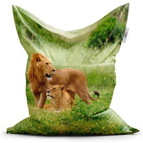 Sac de șezut Classic leu și leoaică - pentru copii, verde