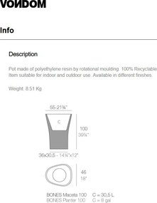 Ghiveci de flori / Jardiniera plante design decorativ modern pentru amenajari interioare si exterioare, BONES PLANTER 57003R Vondom