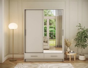 Dulap cu uși glisante si oglinda Estantte II, 150x60x200 cm – Cashmere