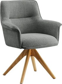 Set de 2 scaune pivotante picioare din lemn LE GRAND gri chenille