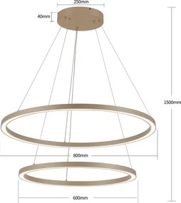 Brilagi - lustru pe cablu LED dimabil PORTOFINO LED/98W/230V Ø 80 cm bej + telecomandă