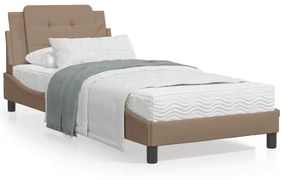 3208146 vidaXL Cadru de pat cu tăblie, cappuccino, 80x200 cm, piele ecologică