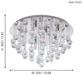 Plafonieră LED pentru baie Eglo 79516 MONTEPRANDONE 8xG9/3W/230V IP44 crom