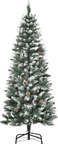 HOMCOM Brad de Crăciun Înzăpezit cu 464 crengi și 28 conuri, Brad Artificial cu Bază Detașabilă, Ø69x150 cm, Verde | Aosom Romania