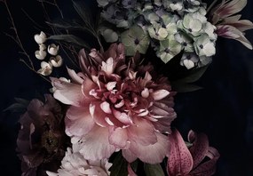 Fototapet - Flori pe fond negru (147x102 cm)