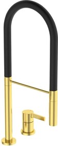 Baterie bucatarie cu pipa flexibila Ideal Standard Gusto 142 auriu - negru semi-profesionala