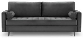 Canapea din catifea Milo Casa Santo, 219 cm, gri închis