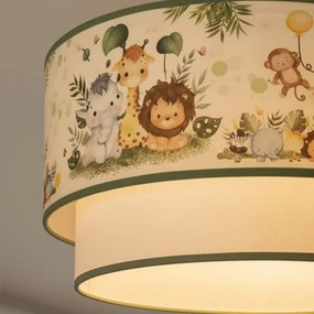 Brilagi-LED Plafonieră pentru copii BOBO, 1xE27/60W/230V, Ø40 cm, crem/verde/junglă