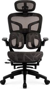 AEROMAX SLIDING Scaun ergonomic, Sezut Translatie, Cotiere Rabatabile, Tetiera 3D, Suport lombar dublu ajustabil, Suport picioare, Umeras, Full Mesh, Negru