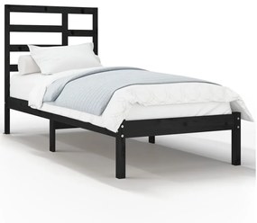 3105764 vidaXL Cadru de pat single, negru, 90x190 cm, lemn masiv