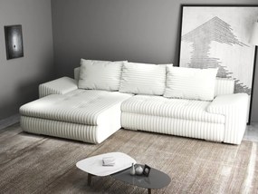 Colțar extensibil dumonde cu ladă de depozitare si sezut confortabil din spuma high-density, Leonardo Ambience Ivory 260x185 cm