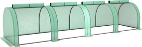Outsunny Seră Portabilă Tip Tunel 4x1x0.8 m cu 4 Uși cu Fermoar, Acoperire PVC Rezistentă la Apă/UV | Aosom Romania