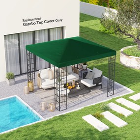 Outsunny Copertină pentru Foișor, Înlocuire Acoperiș pentru Foișor de Grădină cu Orificii de Drenaj, 298x298 cm, Verde | Aosom Romania