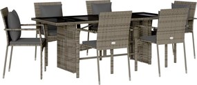 vidaXL Set mobilier de grădină cu perne, 7 piese, gri, poliratan