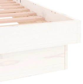 Cadru de pat cu LED, alb, 100x200 cm, lemn masiv Alb, 100 x 200 cm