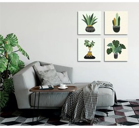 Tablouri 4 buc. 30x30 cm Plants – Wallity