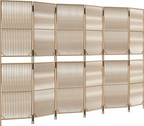 vidaXL Separator de cameră cu 6 panouri, bej, poliratan