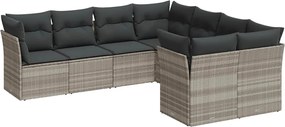 vidaXL Set mobilier de grădină cu perne, 8 piese gri deschis poliratan
