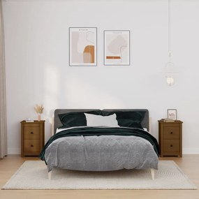 vidaXL Noptiere, 2 buc, maro miere, 40x35x61,5 cm, lemn masiv de pin