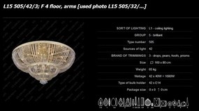 Plafoniera XXL cristal Bohemia, L15 505/42/3; F 4 floor, arms