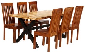 275333 vidaXL Set de masă 7 piese, lemn masiv de salcâm și de mango