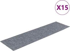 vidaXL Covorașe pentru scări autoadezive, 15 buc., 76x20 cm, gri deschis, dreptunghiulare