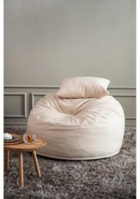 Fotoliu bean bag crem cu tapițerie din țesătură bouclé Om 110 – SLOWDOWN