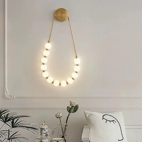 Aplică LED Modernă – 60W, 10 Surse, 3 Tipuri de Lumină, Design Auriu/Alb, 30×58×4 cm