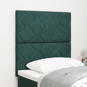 vidaXL Cap de pat LED cu design de blocuri de diamant, verde închis, 80 cm