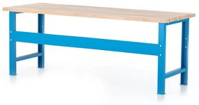 Masa de atelier cu placa frontala 200 x 80 cm, albastru - ral 5012