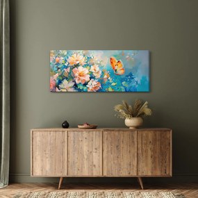 Tablou - Fluture și flori, pictură în ulei II. (120x50 cm)