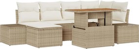 vidaXL Set de canapele pentru grădină 7 pcs Bej Rattan poli
