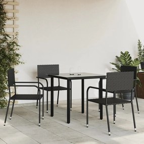 3203281 vidaXL Set mobilier de grădină, 5 piese, negru, poliratan și oțel