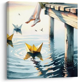 Tablou relaxare pe ponton la lac