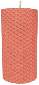Lumanare Marturie din Ceara de Albine naturala tip fagure colorat Roz Coral 4,5 cm, 10 cm