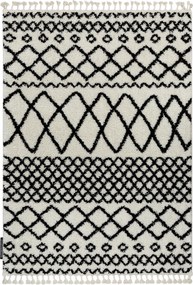 Covor PROMO Berber Safi N9040 albsi negru Franjuri shaggy pletos