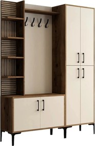 Mobilier hol cu pantofar VIYANA DA, crem/nuc, PAL melaminat/metal, 150