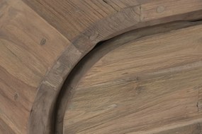 Comodă TV lungă din lemn de tec reciclat, maro, cu 4 sertare și picioare metalice, aspect rustic, 50 x 200 x 45 cm, „Granville”
