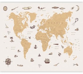 Fototapet - Hartă cu lupi de mare - Țări cu ilustrații de pirați