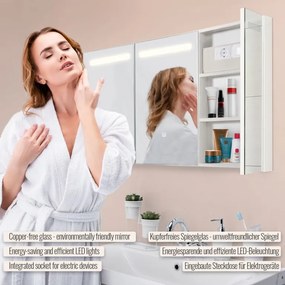 MIADOMODO Dulap cu oglindă cu iluminare LED, 90 x 65 cm