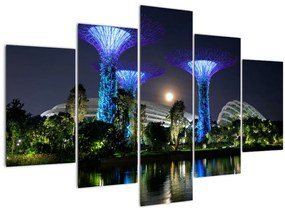 Tablou cu lună plină în grădinile din Singapur (150x105 cm)