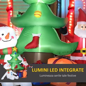 Outsunny Decoratune gonflabila de Craciun cu lumini LED, Brad gonflabil pentru exterior si interior cu umflator inclus | Aosom Romania