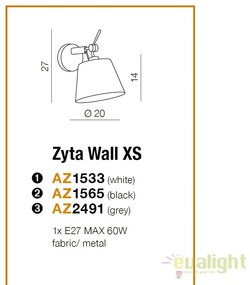 Aplica directionabila design modern ZYTA XS gri