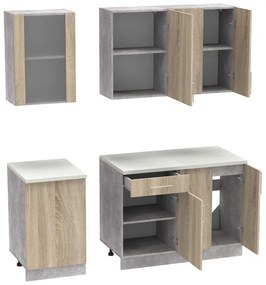 Set mobila bucatarie 4 buc Festa IV Pako World Sonoma 160x60x85 cm