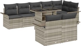 vidaXL Set de canapele pentru grădină 9 pcs Gri deschis Rattan poli