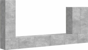 vidaXL Set Dulap pentru Televizor Montat pe Perete 6 pcs Gri din beton