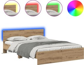 vidaXL Cadru de pat Stejar Artizanal 120 x 200 cm Lemn compozit